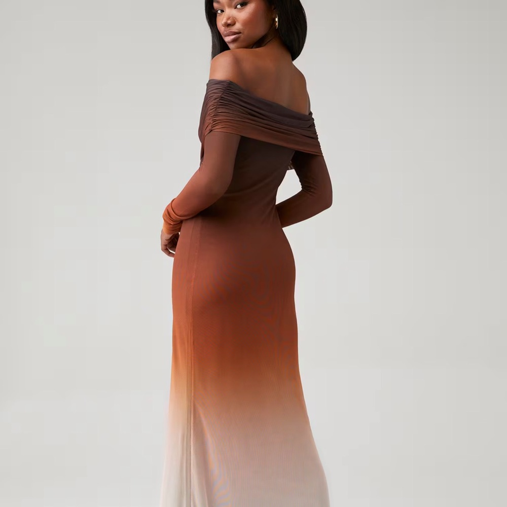 Bardot Brown and Cream Ombre Long Sleeve Dress